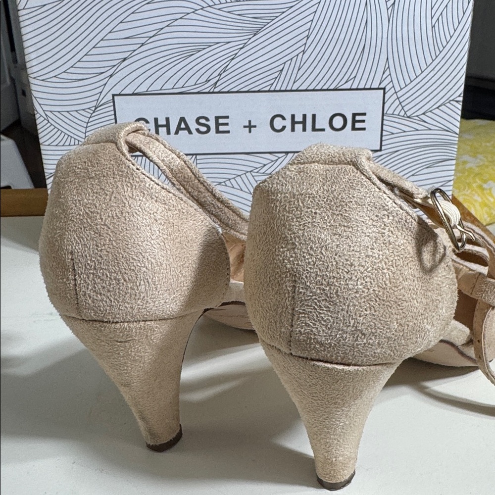 Chase + Chloe Blush Beige Suede Heels - Picture 3 of 5